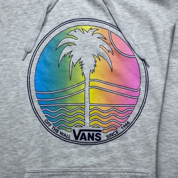 Vans Off The Wall Grey Palm Tree Graphic Hoodie Sweatshirt XL - Picture 3 of 11